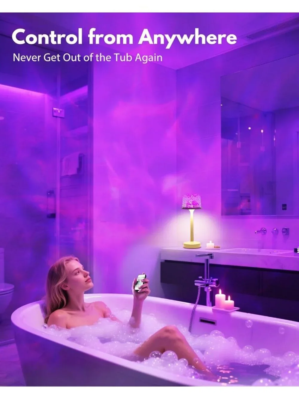 New Waterproof Shower Lamp 16 Color Ocean Wave Projector Touch & Remote Control